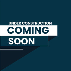Modern under construction and coming soon banner on dark blue background with clean design