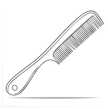 Simple Hand-Drawn Line Art of a Comb