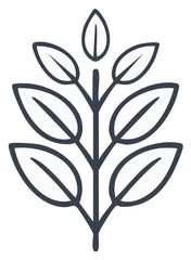 Obraz premium Botanical Icon Featuring Leaves in Outline Style Representing Natural Growth