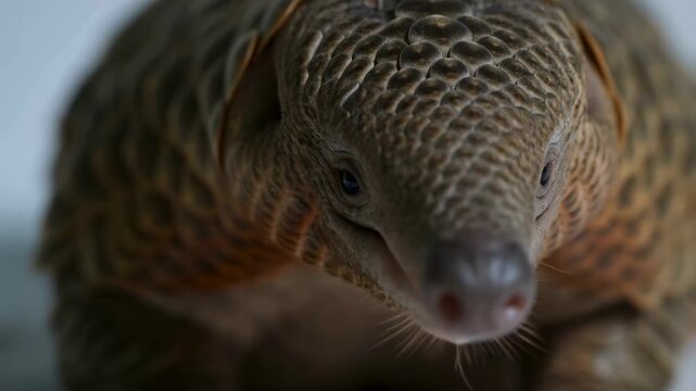 Close-up of a pangolin showcasing its unique scales and features. A symbol of wildlife conservation and the importance of protecting endangered species