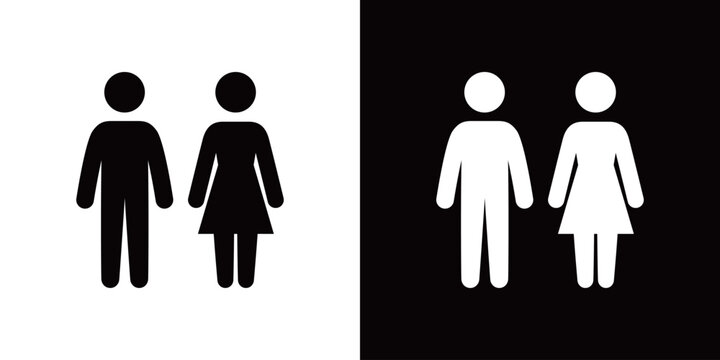 人のシルエットのモノクロトイレアイコン
