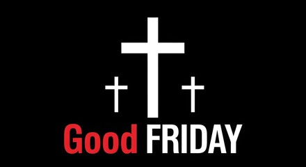 Three white crosses on black background with good friday text