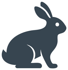 Obraz premium Stylized dark gray silhouette of a rabbit sitting profile view with long ears