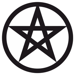 Black pentagram symbol within a circle simple graphic