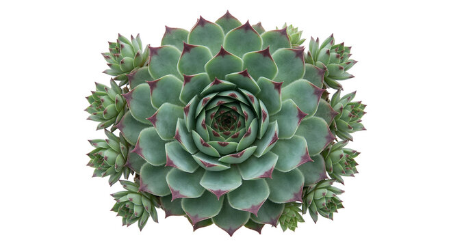 Sempervivum Succulent Rosette Isolated on Transparent Background