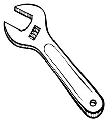 Obraz premium Adjustable Wrench Outline Illustration