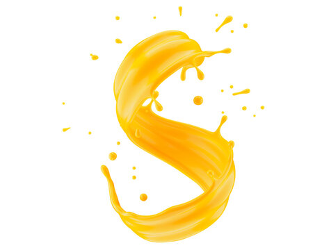 Abstract orange splash isolated on a white background. 3d render
