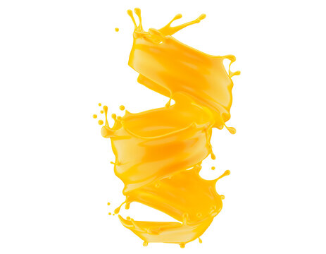 Abstract orange splash isolated on a white background. 3d render