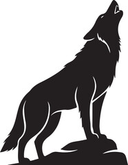 Obraz premium Black silhouette of a wolf howling at the moon in a dramatic pose