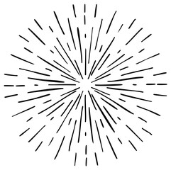 Obraz premium Starburst explosion line art, radial burst design, sun rays vector illustration, vintage graphic element for banner, label, and decoration