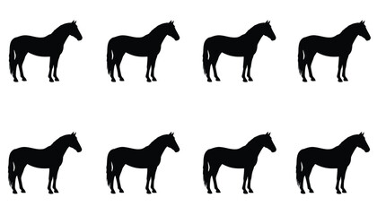 Obraz premium Horse silhouette illustrations in various poses on a white background