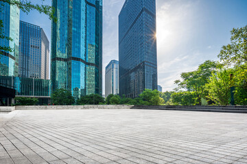 Fototapeta premium Modern Urban Landscape Featuring Skyscrapers and Green Spaces