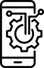 Mobile phone with gear and settings vector illustration, flat design