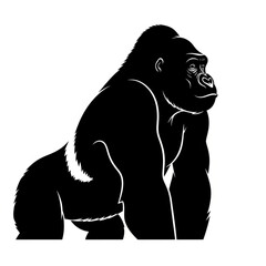 Obraz premium Gorilla Silhouette Profile View Illustration.