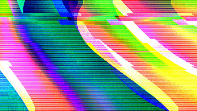 Vibrant Glitch Pattern in Fluorescent Colors for Futuristic Y2K and 2000s Style