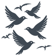 Fototapeta premium Stylized flying bird silhouettes graceful group in motion freedom symbol vector illustration