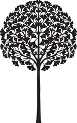 Fototapeta premium Slender Ginkgo Biloba Tree Silhouettes with Fan Leaf Clusters and Upright Canopy