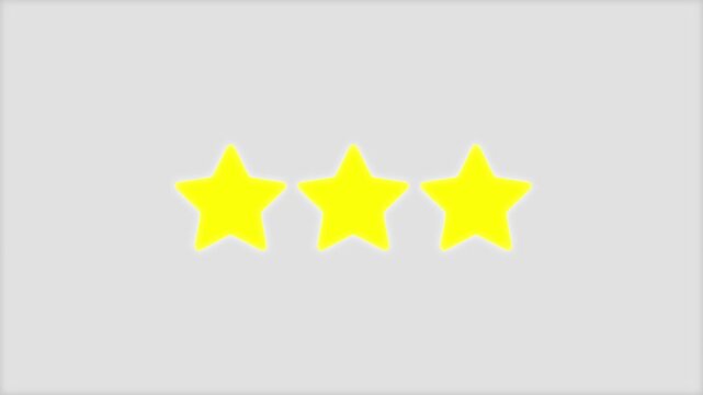 Three Yellow Stars on Gray Background Minimalist Rating Symbols Conceptual star rating minimalist gray background