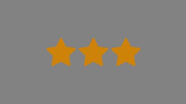 Three Yellow Stars on Blue Gradient Background Abstract Rating Symbols Animation star rating abstract symbols