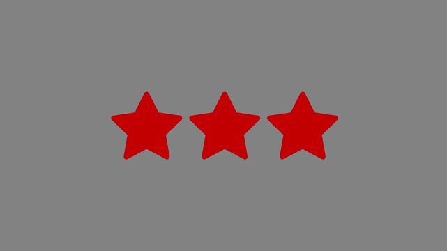 Three Red Stars on Gray Background Minimalist Symbolic Rating Concept Animation star rating