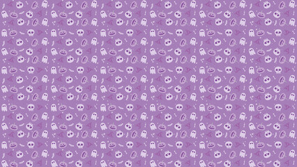 Purple background with cute cartoon cat faces, seamless pattern