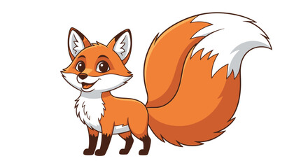 Obraz premium Cartoon Fox with White Tail.