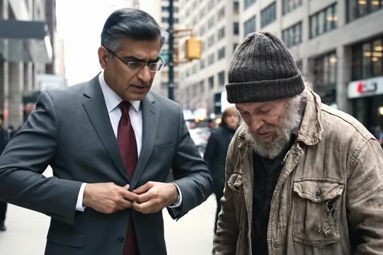Empty pockets. A man in a business suit shows empty pockets. Poor man