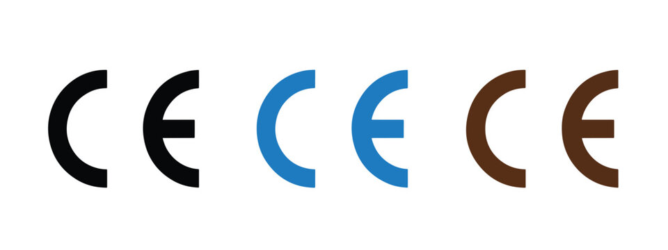 Modern CE Marking Icon Set with Color Variations for Compliance - Minimalist, flat icon, outline, glyph, linear, clipart, sticker - Vector icon set - Glyph icon
