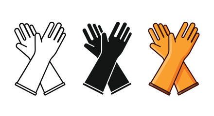 Obraz premium Flat Design Icon Set of Three Glove Types for UI Design - Minimalist, flat icon, outline, glyph, linear, clipart, sticker - Vector icon set - Glyph icon