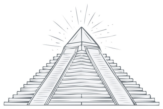 Aztec Pyramid Line Drawing