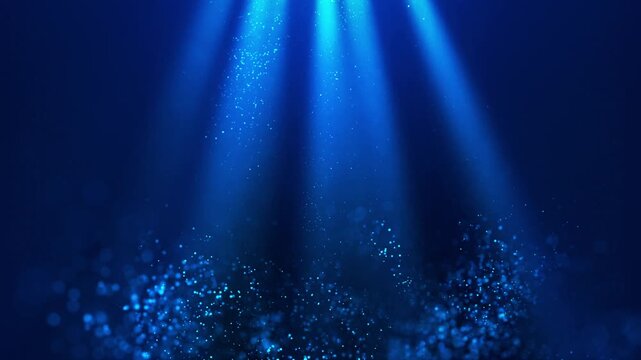 Underwater sun rays background blue ocean light beams calm sea atmosphere seamless loop video animation