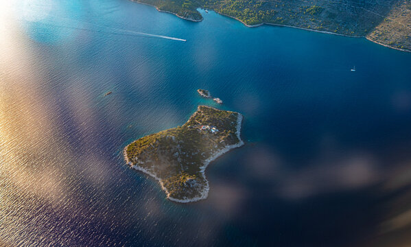 Aerial view of Kluda island Croatia.