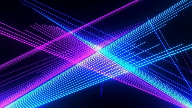 Dynamic abstract light beams crossing in vibrant colors. Visual representation of energy, technology, and modern design aesthetics