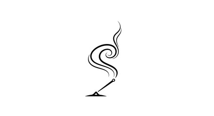 Naklejka premium Serene Incense Smoke Swirl Minimalist Vector Art