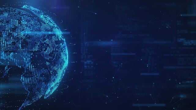Digital globe displaying global network connections and data