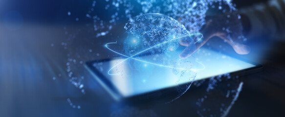 Global Digital Network Background Template for Business and Technology Concept.