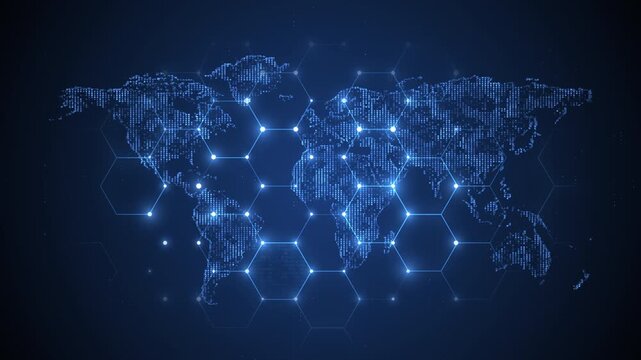 Global network connecting world map data communication technology