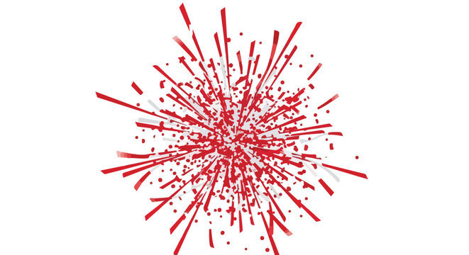 Red Fireworks Explosion Isolated on White.