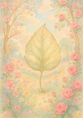 Fototapeta premium Whimsical floral leaf dreamscape.