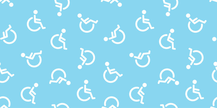 車いすマークのシームレスパターン アクセシビリティアイコン総柄背景　Wheelchair Symbol Seamless Pattern Accessibility Icon Background
