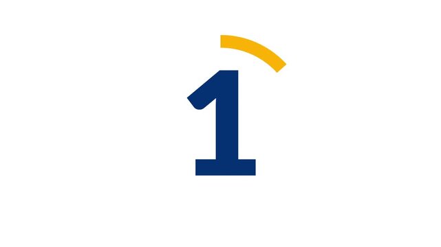  Simple countdown timer numbers five four three two one animation on white background