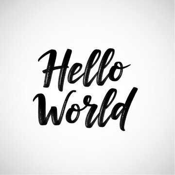 Black Handwritten Hello World Text.