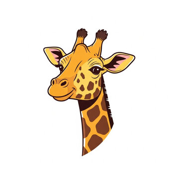 Cartoon Giraffe Head with Spotted Neck.