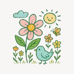 Obraz premium Whimsical nature doodle illustration