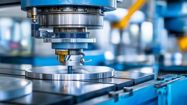 22. Hydraulic bending machine in operation &mdash; robotic arm with vacuum pad delivering a metal flat sheet to the folding die, defocused CNC equipment behind, hydraulic press bending, robotic