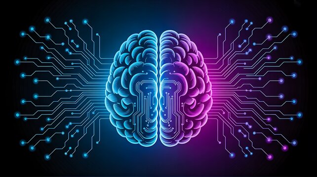 Digital artificial intelligence brain with glowing neural network connections