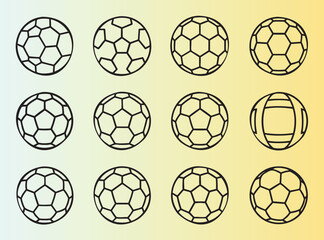 Obraz premium Collection of geometric soccer balls in various styles and perspectives