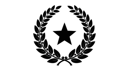 Obraz premium Black star laurel wreath logo symbol.