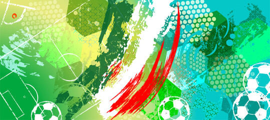soccer or football illustration for the great soccer event with paint strokes and splashes,  mexico national colors © Kirsten Hinte