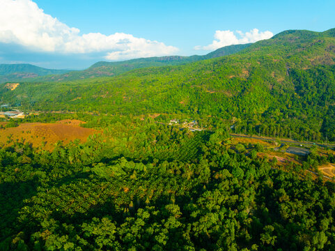 Aerial view mountains trees in ranong Thailand